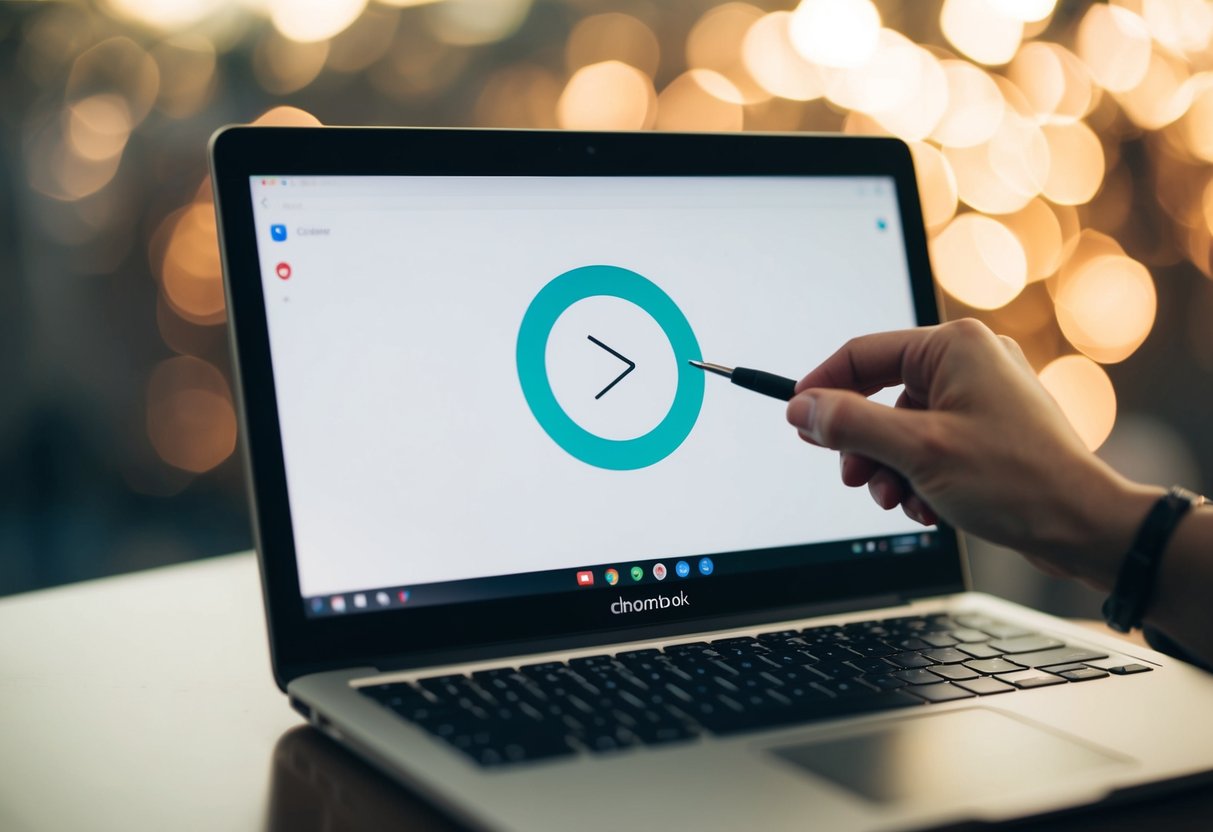 Een Chromebook-scherm met een cursor die een snelkoppeling pictogram aanmaakt
