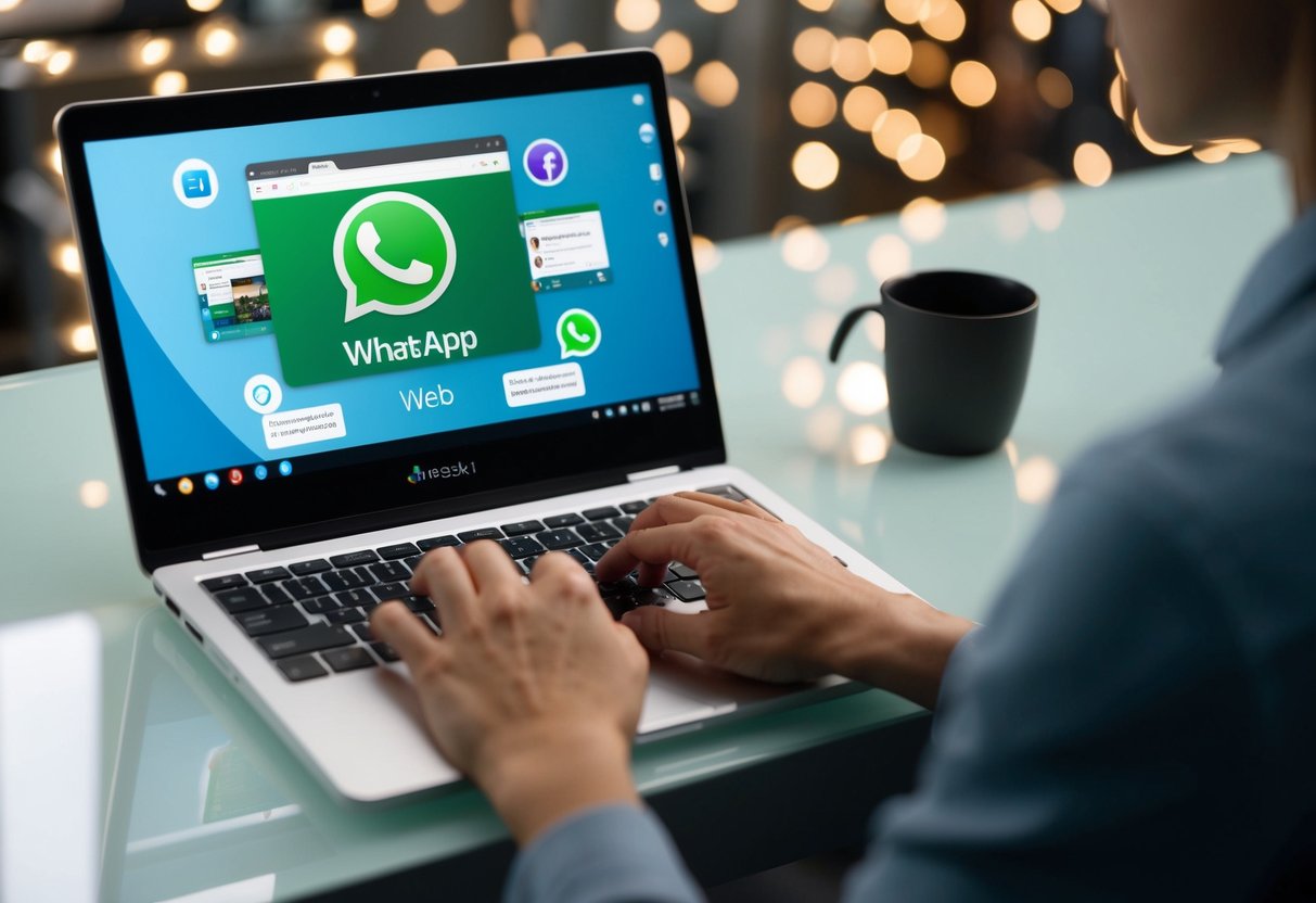 Een Chromebook-scherm dat geavanceerde functies en tips voor het gebruik van WhatsApp Web weergeeft