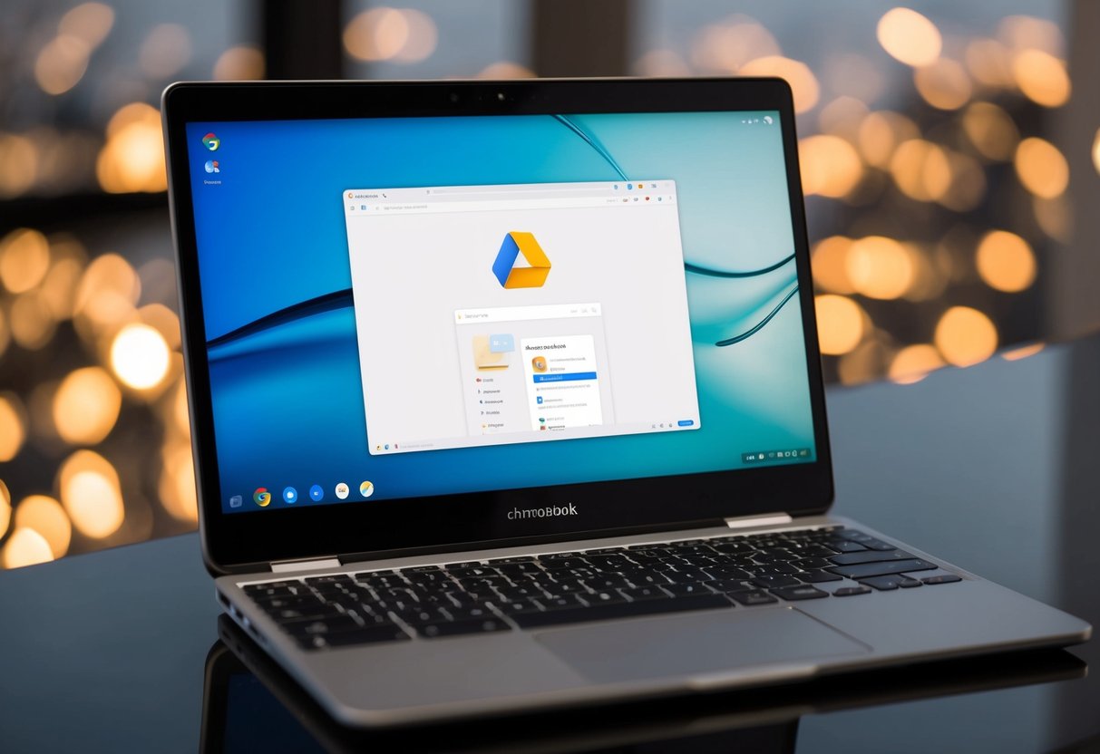 Een open Chromebook met de Google Drive-interface